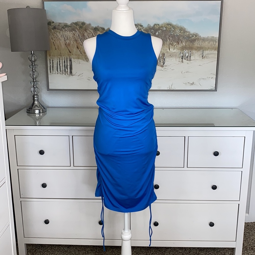 Superdown Cory Ruched Side Dress in Cobalt Blue Size Medium 💙